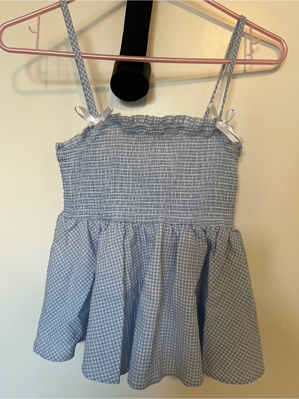 Blue Gingham Smocked Tank Top - Lightweight Summer Top